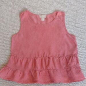 Woman's Cynthia Rowley Pink Ruffled Sleeveless Top.  100% Linen.